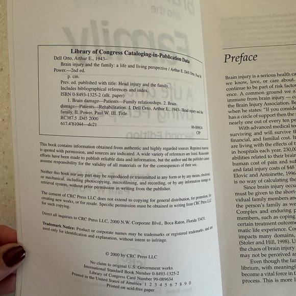 Brain Injury & the Family: A Life & Living Perspective 2nd Ed. Book Orto & Power - Picture 7 of 11